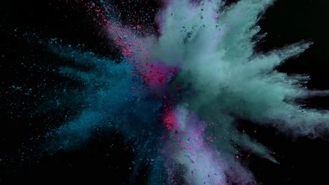 Colorful powder exploding on black background in super slow motion. Stock Footage 162782993