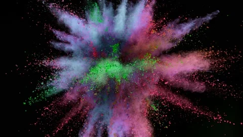 Colorful powder exploding on black background in super slow motion. Stock Footage 162783125