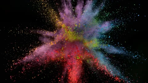 Colorful powder exploding on black background in super slow motion. Stock Footage 162783190