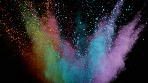 Colorful powder exploding on black background in super slow motion. Stock Footage 162783462
