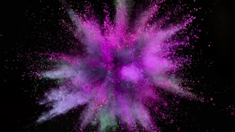 Colorful powder exploding on black background in super slow motion. Stock Footage 165823488