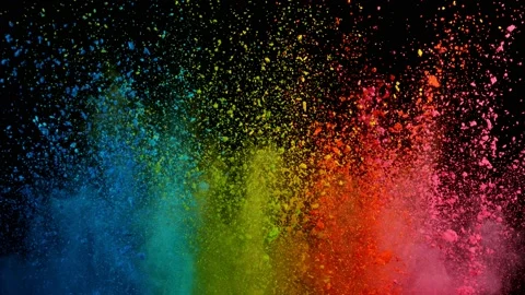 Colorful powder exploding on black background in super slow motion. Stock Footage 165823650