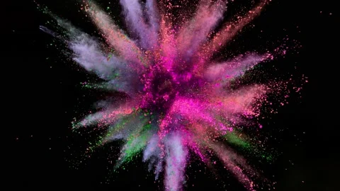 Colorful powder exploding on black background in super slow motion. Stock Footage 197623940