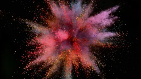 Colorful powder exploding on black background in super slow motion. Stock Footage 197624206