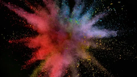 Colorful powder exploding on black background in super slow motion. Stock Footage 197624563