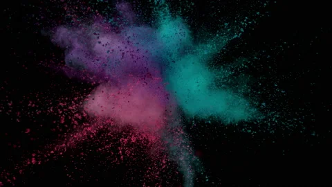 Colorful powder exploding on black background in super slow motion. Stock Footage 200914402