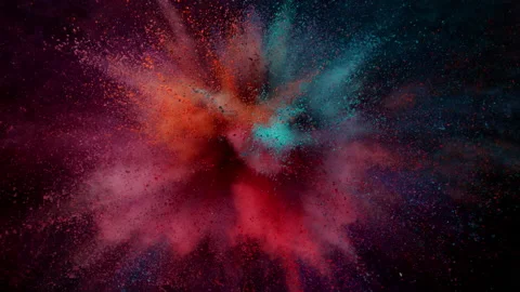 Colorful powder exploding on black background in super slow motion. Stock Footage 200914756