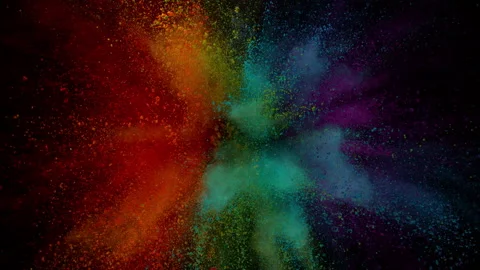Colorful powder exploding on black background in super slow motion. Stock Footage 200915115