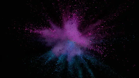 Colorful powder exploding on black background in super slow motion. Stock Footage 201596522