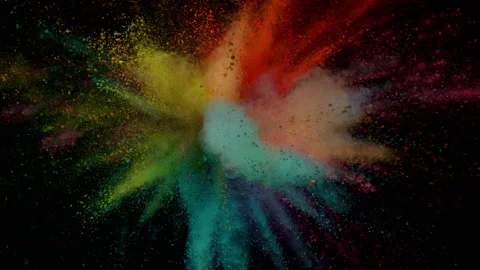 Colorful powder exploding on black background in super slow motion. Stock Footage 201596601