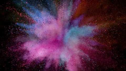 Colorful powder exploding on black background in super slow motion. Stock Footage 201596761
