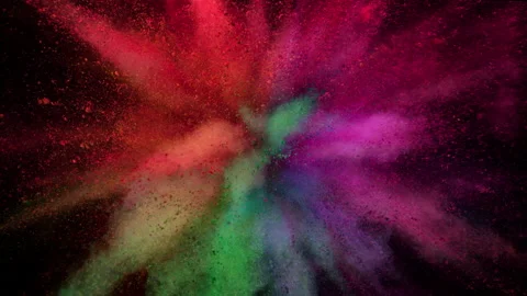 Colorful powder exploding on black background in super slow motion. Stock Footage 201596918