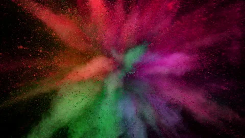 Colorful powder exploding on black background in super slow motion. Stock Footage 202034789