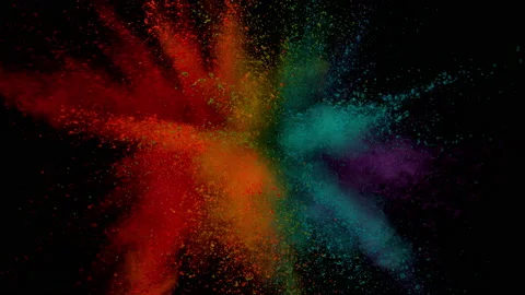 Colorful powder exploding on black background in super slow motion. Stock Footage 204910137