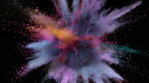 Colorful powder exploding on black background in super slow motion. Stock Footage 217994590