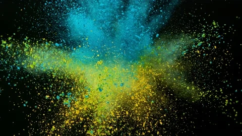 Colorful powder exploding on black background in super slow motion. Stock Footage 217994902