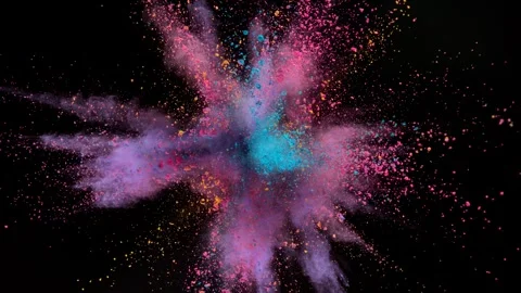 Colorful powder exploding on black background in super slow motion. Stock Footage 249326602