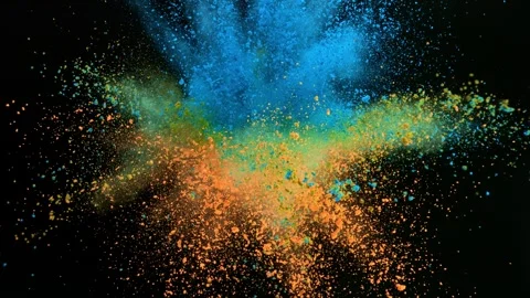 Colorful powder exploding on black background in super slow motion. Stock Footage 260133379