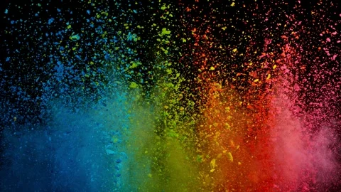 Colorful powder exploding on black background in super slow motion. Stock Footage 260133538