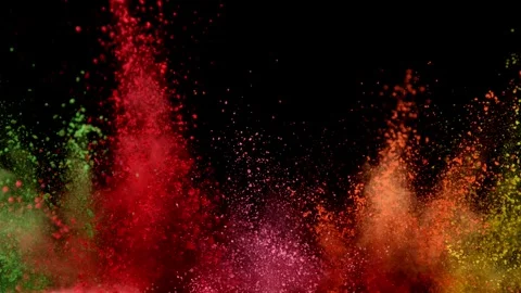 Colorful powder exploding on black background in super slow motion. Stock Footage 260133633