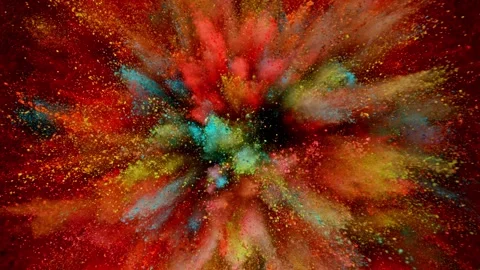 Colorful powder exploding on black background in super slow motion. Stock Footage 282192125