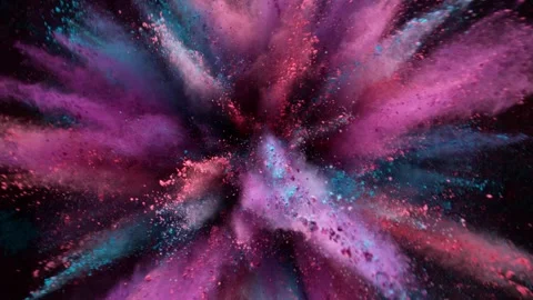 Colorful powder exploding on black background in super slow motion. Stock Footage 282192623