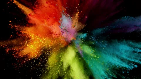 Colorful powder exploding on black background in super slow motion. Stock Footage 282192684