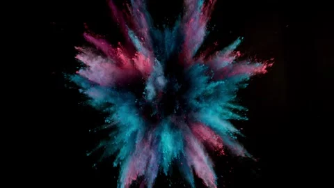 Colorful powder exploding on black background in super slow motion. Stock Footage 282193214