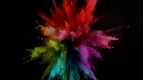 Colorful powder exploding on black background in super slow motion. Stock Footage 282193475