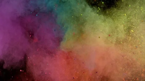 Colorful powder exploding on black background in super slow motion. Stock Footage 282193641