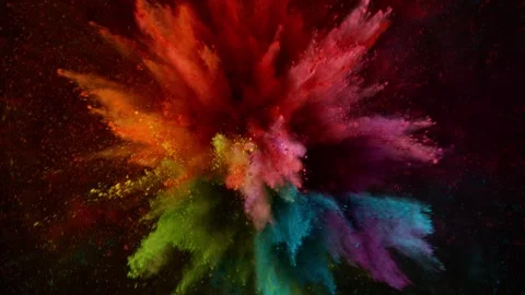 Colorful powder exploding on black background in super slow motion. Stock Footage 282193786