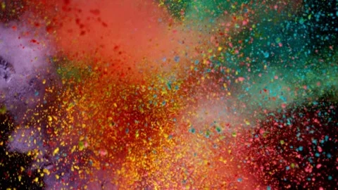 Colorful powder exploding on black background in super slow motion. Stock Footage 282193969