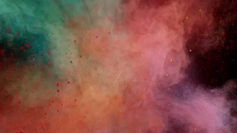 Colorful powder exploding on black background in super slow motion. Stock Footage 282194146