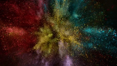 Colorful powder exploding on black background in super slow motion. Stock Footage 282194537