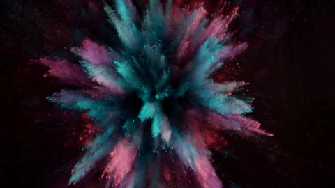 Colorful powder exploding on black background in super slow motion. Stock Footage 282194620