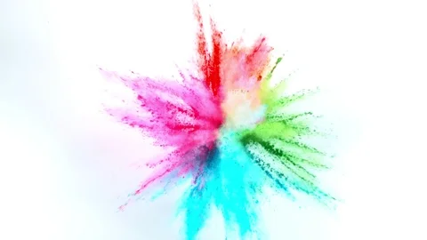 Colorful powder exploding on white background in super slow motion. 動画素材 103144613