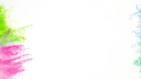 Colorful powder exploding on white background in super slow motion. Video stock 129912168