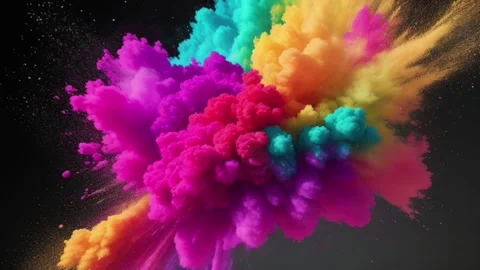 Colorful powder explosion on black background. Stock Footage 280545259