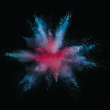 Colorful powder explosion on black Stock Illustration