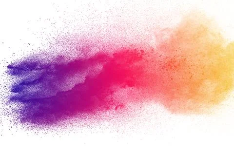 Colorful powder explosion on white background. Abstract pastel color dust p.. Stock Illustration