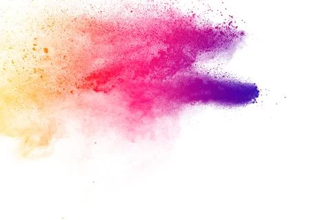 Colorful powder explosion on white background. Abstract pastel color dust p.. Illustrazione stock
