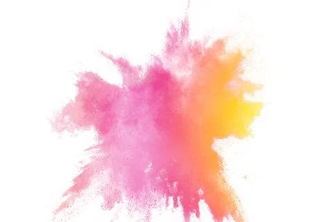 Colorful powder explosion on white background. Abstract pastel color dust p.. Stock Illustration