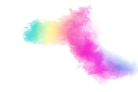 Colorful powder explosion on white background. Abstract pastel color dust p.. Illustrazione stock