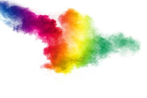 Colorful powder explosion on white background. Abstract pastel color dust p.. Illustrazione stock