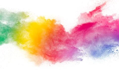 Colorful powder explosion on white background. Pastel color dust particle s.. Stock Illustration
