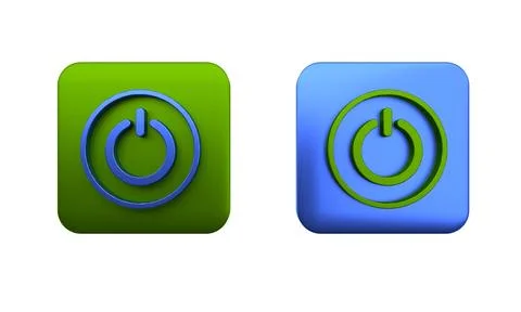 Colorful Power button icon isolated on white background. Start sign. Square.. Stock Illustration