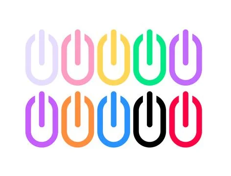 Colorful Power Button Icons Set For Technology, UI Design, Energy And Digit.. 스톡 일러스트