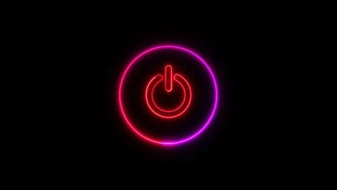 Colorful power button. Power button turning on and off on a dark background . Stock Illustration