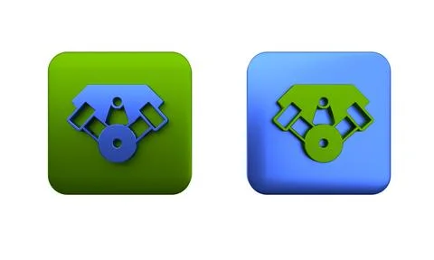 Colorful Power car engine icon isolated on white background. Square button... Stock Illustration