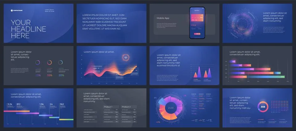Colorful presentation templates elements. Vector infographics. Eps 10. 库存插图